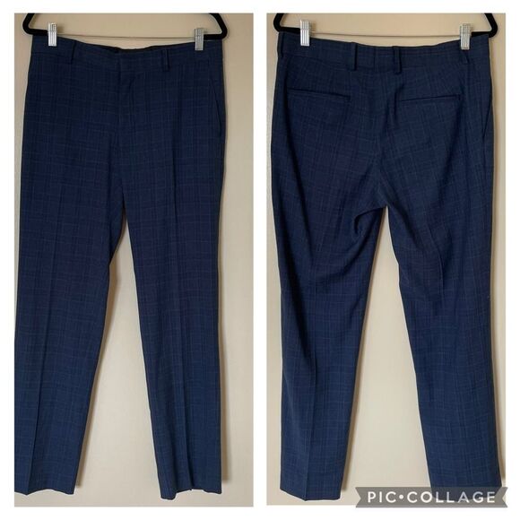Regular fit stetch blue checkered suit pant 31/32 - Picture 4 of 6